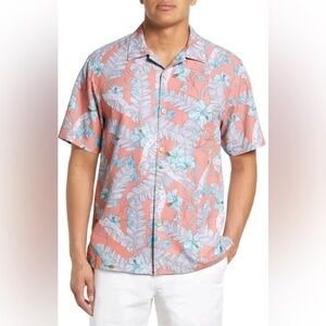 Tommy Bahama Hawaiian Shirt Men's Large Floral Hibiscus Coconut Point coral XL